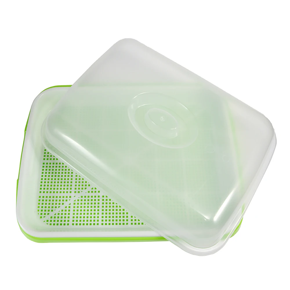 Seed Starter Tray Seedling Tray Hydroponic Plant Pots Seed Sprouter Tray BPA Free PP Soil-Free Large Capacity Healthy with Cover Seedling Sprout Plate Hydroponic Plant Pots