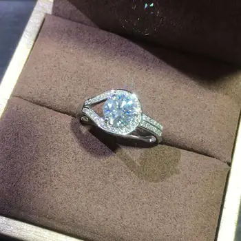 

Classic 1 Carat D Color Moissanite Button Ring Silver 925 Brilliant Cut Diamond Test 6.5mm Round Gemstone Wedding Ring for Girls