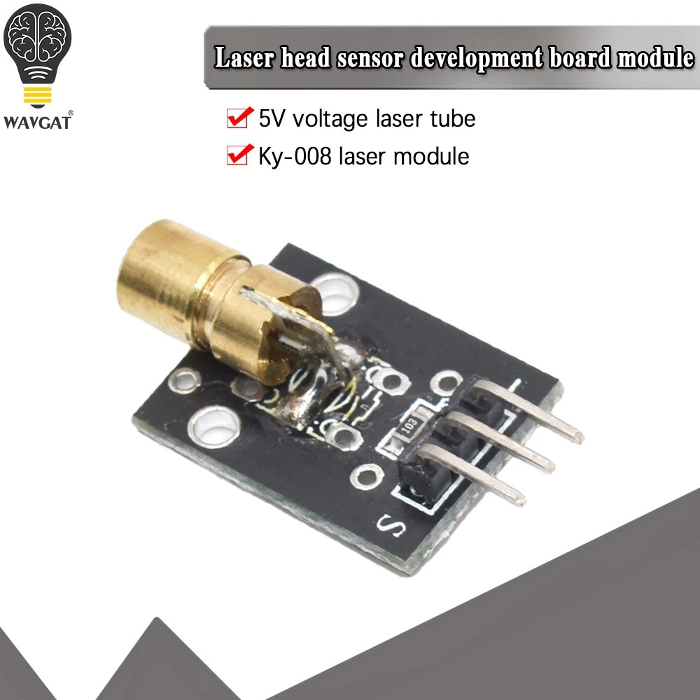 Smart Electronics New KY-008 3pin 650nm Red Laser Transmitter Dot Diode Copper Head Module for Arduino AVR PIC DIY Free Shipping afbeelding