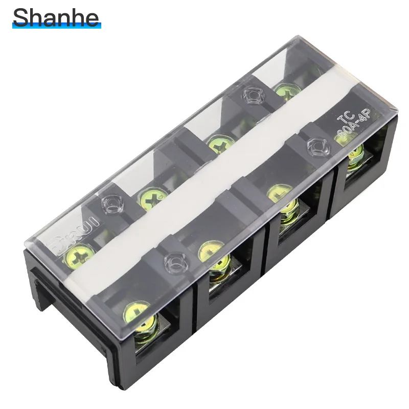 TC-602 603 604 фиксированный терминал двухрядный винтовой клеммный блок клеммный Разъем кабельный наконечник медный 60A - Цвет: TC-604