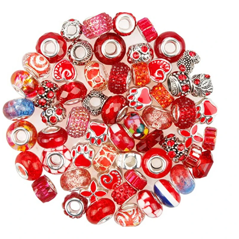 60Pcs Assorted Color 5mm Large Hole European Spacer Beads Women DIY Crafts Jewelry Making Bulk Waist Beads Hair Beads Necklaces