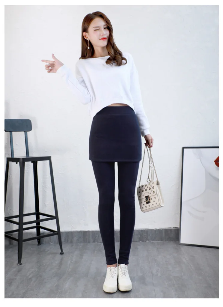 5112 зимние женские леггинсы для женщин теплый толстый Slim Fit поддельные из двух частей женские брюки-скинни стрейч карандаш бархат мотобрюки