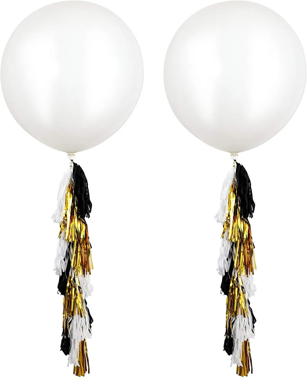 Гигантские 36 дюйм белый круглый пастельные гелиевые воздушные шары с белой черной золотой бахромой Гирлянда Свадьба День рождения для новобрачных, вечеринка в честь новорождённого Вечерние