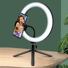 10-Inch LED Selfie Ring Light with Tripod Ring Lamp USB Phone Holder for Tiktok YouTube Live Streaming Makeup Video Photography
