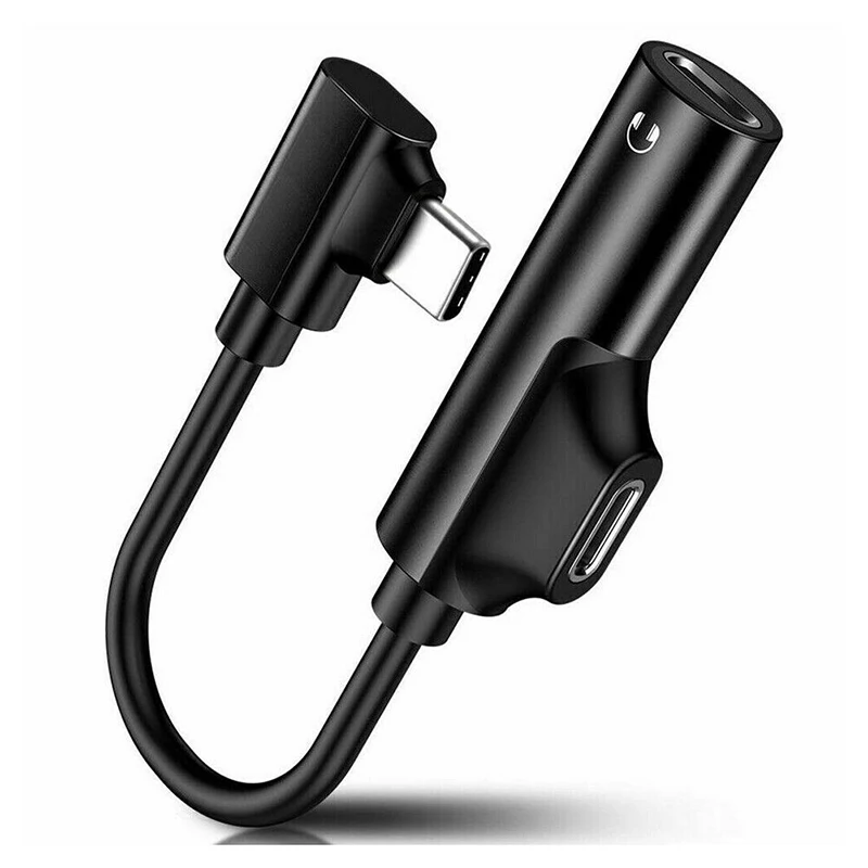2 в 1 Usb type C до 3,5 мм разъем разветвитель AUX для huawei P20 P30 Pro mate 20 30 Pro Nova Xiaomi Usbc Sluchawk Przejsciowka адаптер - Цвет: Черный