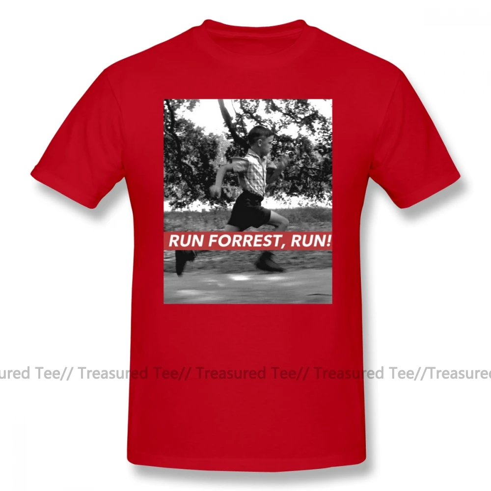 Forrest Gump T Shirt RUN FORREST, RUN T-Shirt Beach Awesome Tee Shirt Short-Sleeve Big Man Graphic Cotton Tshirt - Цвет: Red