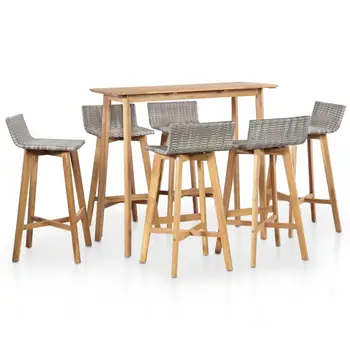 

7 Pieces Folding Outdoor Dining Set Modern Bar Set PE Rattan Garden Sets for Patio Balcony Terrace Garden Furniture Sets