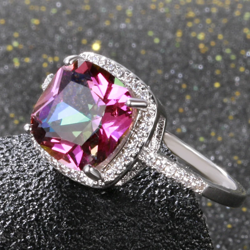 S925 Серебряное кольцо AAAAA Голубое озеро квадратное циркониевое кольцо Свадебные ювелирные изделия вечерние милые корейские подарок на день Святого Валентина