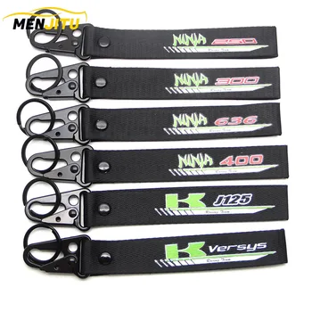 

NEW Motorcycle Embroidery Strap Key Ring Keyring For Kawasaki J125/NINJA 250/NINJA 300 /NINJA 400 /NINJA 636/VERSYS Keychain
