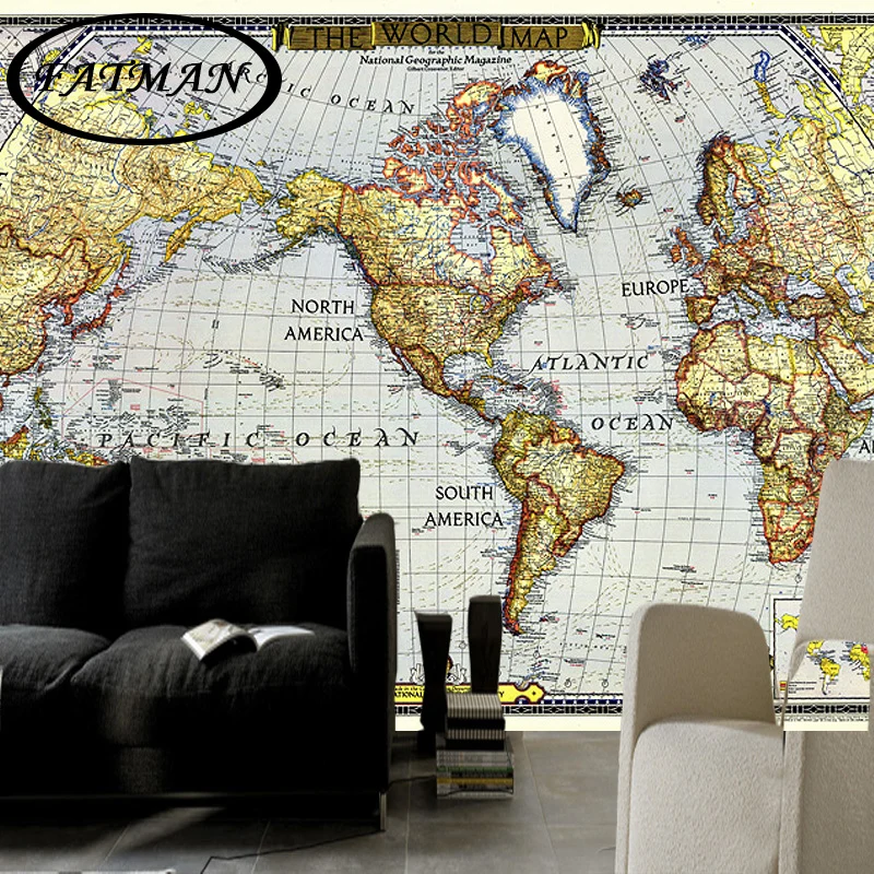 

Dropshipping Custom 3D Photo Wallpaper European Nautical Chart Map World Map Decorative Lobby Studio Wallpaper Papel De Parede