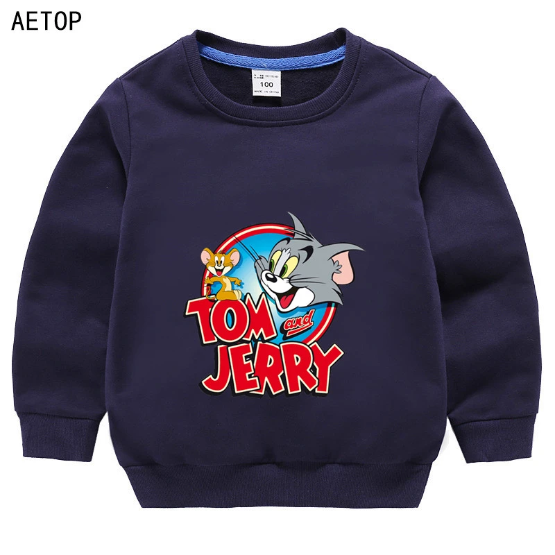 Wholesale Boys Girls Tom and jerry thin Sweatshirt Funny 9 color Kid autumnr O-Neck Tops Children Cartoon T shirt Baby - Цвет: as picture