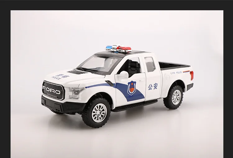 Горячий подарок 1:32 Ford F150 полицейская звукосниматель сплава модель, имитация металлического звука и света оттяните назад, детские игрушки