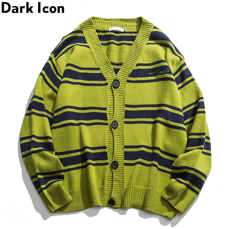

Dark Icon Cardigan Sweater Men Striped Oversized Retro Knitwear Men's Sweater Hip Hop Sweaters Streetwear Clothing