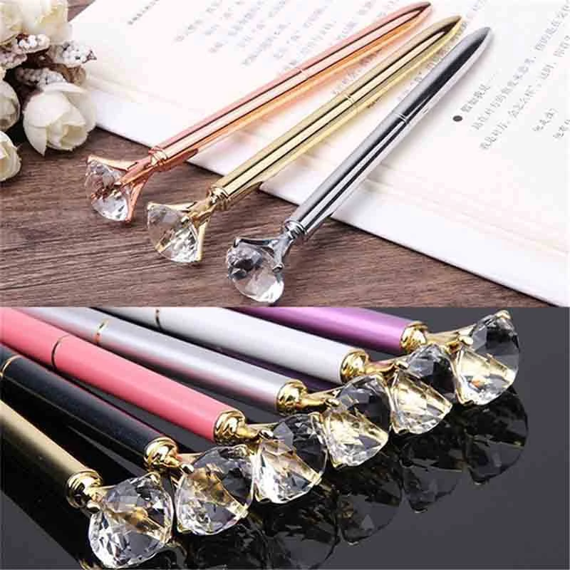

40 Pcs Metal Crystal Pen Diamond Wafer Ballpoint Pen 1.0Mm Blue Writing Pen Student School Gift Ball Pen