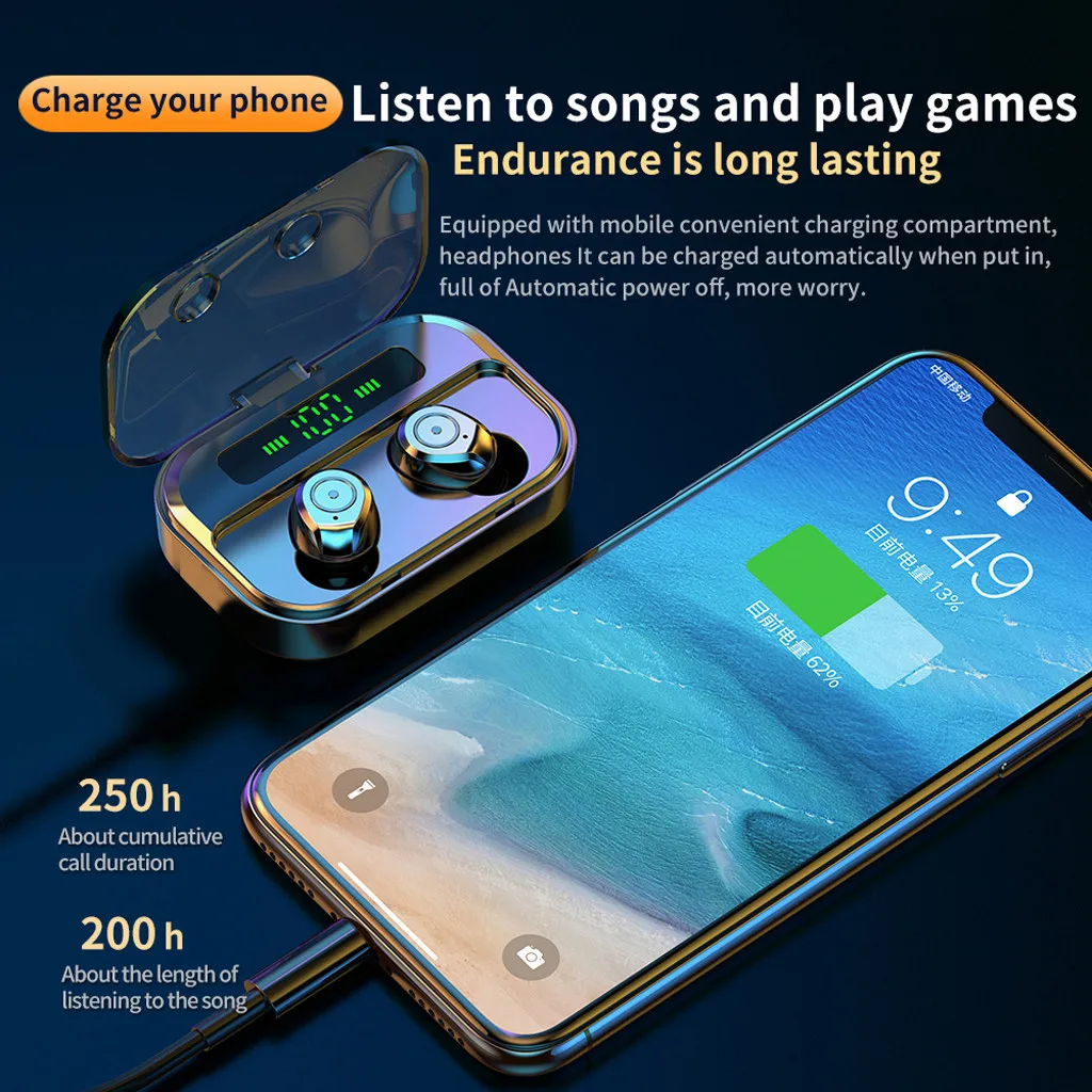 HIPERDEAL M7S HIFI Sound Wireless Earbuds Headphones BT5 0 Wireless Charging Case Binaural Stereo Earbuds Sports Earphone