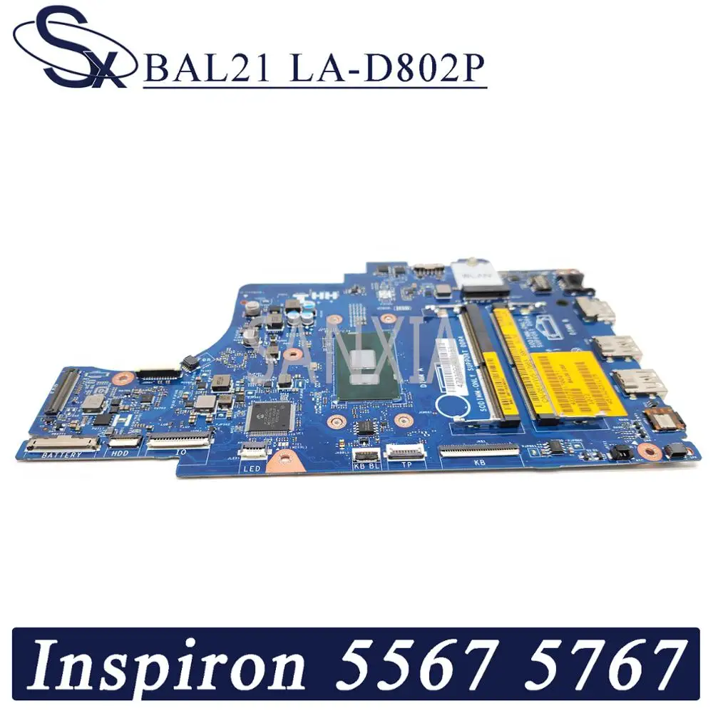 KEFU LA-D802P Laptop motherboard for Dell Inspiron 15-5567 17-5767 original mainboard I7-7500U UMA
