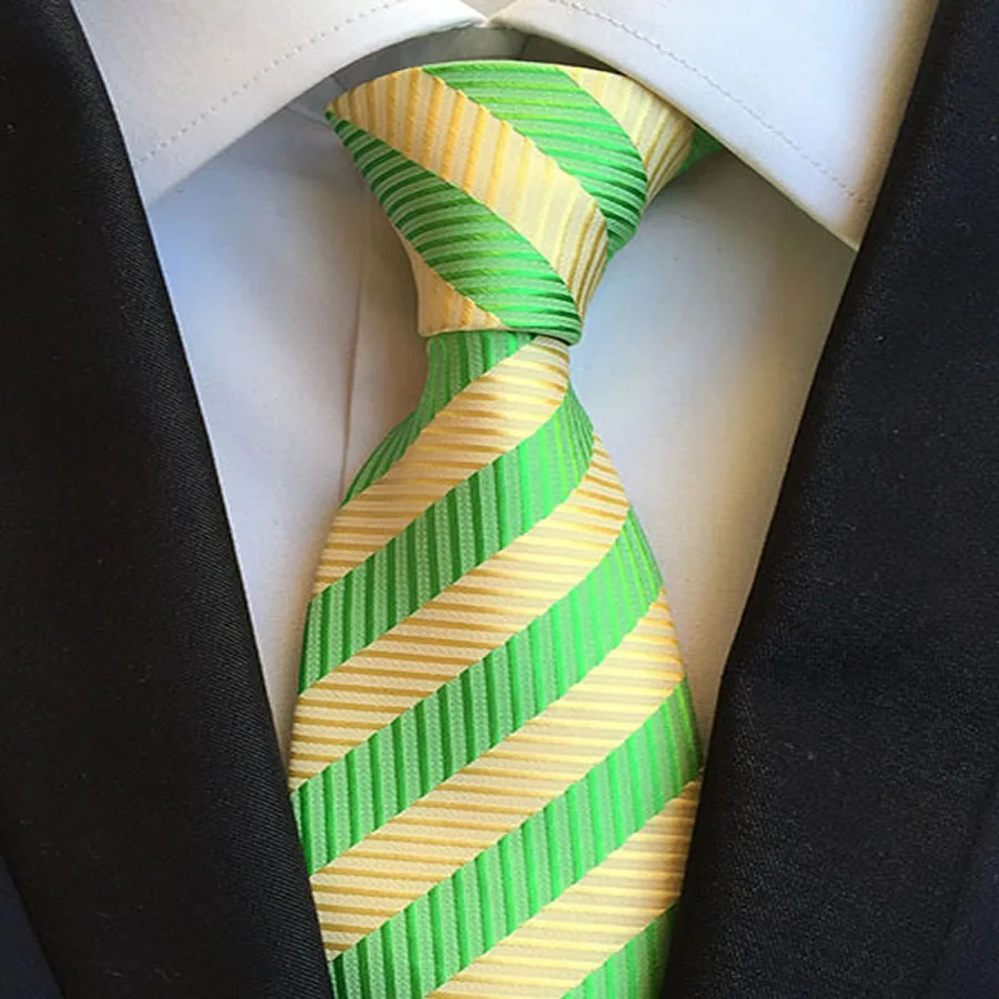 17 видов стилей модные галстуки в полоску для мужчин 8 см шелковый галстук зеленый синий черный жаккард Тканые деловые свадебные галстуки
