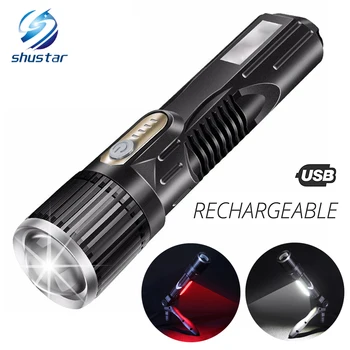 

USB Rechargeable LED Flashlight Waterproof Torch USB Interface To Charge The Phone Zoomable 5 Lighting Modes Super Bright