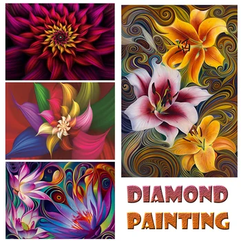 

5D Diamond Painting Kit Round Crystal Psychedelic Flower Full Drill Embroidery Mosaic DIY Manual Cross Stitch Home Decor Gift