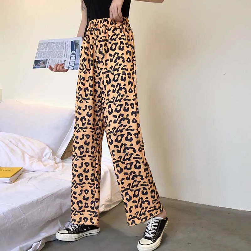 One-Piece Summer For Female Sport Leopard Casual Pants 2020 New Vintage Fashion Plus Size Loose High Waist Trousers Women Pants