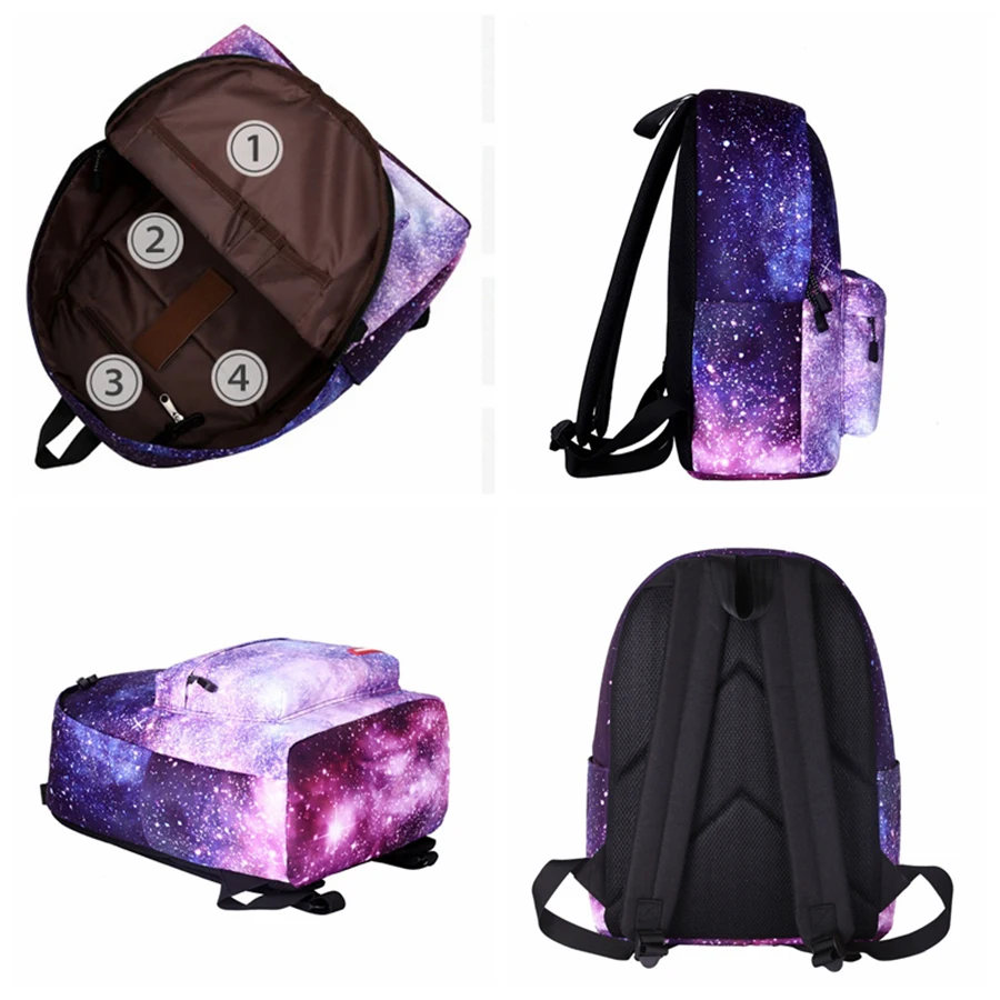 Харадзюку цвет звездное небо рюкзаки для женщин Bookbags большой емкости Женский