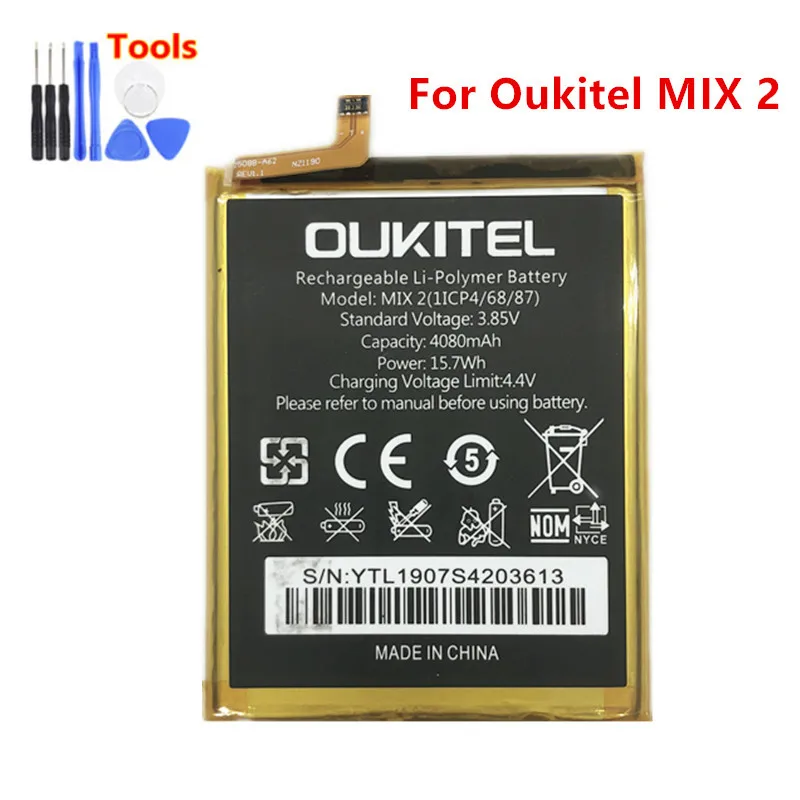 Мобильный телефон батарея OUKITEL MIX 2 батарея 4080 мАч аккумулятор мобильный OUKITEL MIX 2 телефон батарея+ Бесплатные инструменты