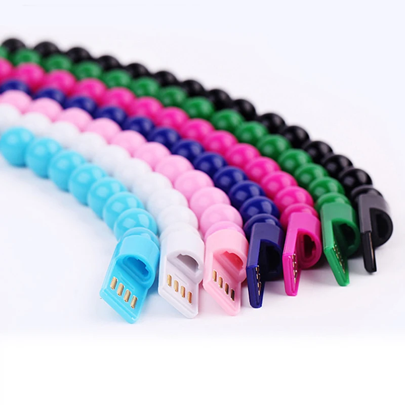 23,7 см бусины зарядный кабель Micro USB2.0 браслет зарядное устройство для мобильного телефона Совместимость для телефонов Android кабели для передачи данных зарядное устройство для телефона s