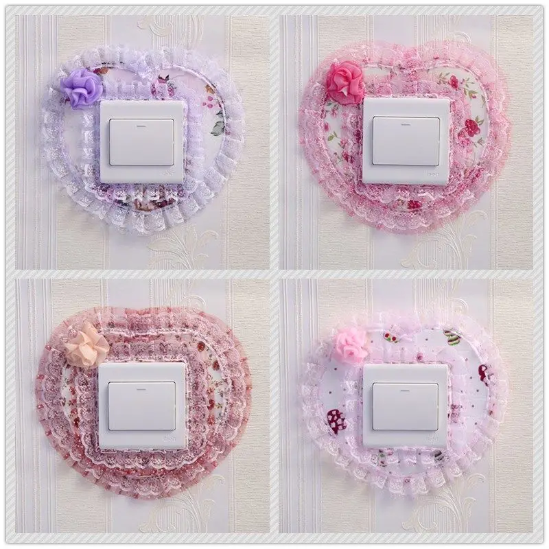 Light Switch Cover Lace Household Wall Paste Cloth Switch Protection Cover Living Room Bedroom Lamp Socket Sticker light switch socket protection cover