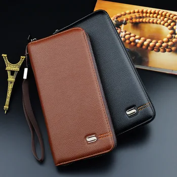 

Business Long Wallet Bag Male PU Leather Rfid Holders Wallet Male Casual Zipper Wallets Bag Male