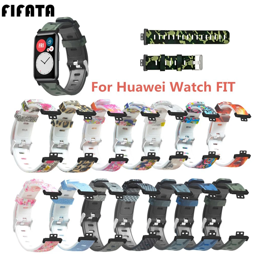 

FIFATA Painted Silicone Watch Strap For Huawei Watch Fit Smart Watch Sport Wristband Bracelet Accessories For Huawei Fit Watch