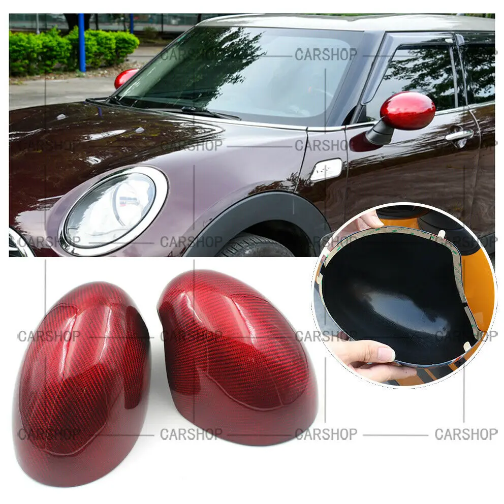 Подходит для MINI Cooper F54 F55 F60 3K красное углеродное волокно зеркало на дверь крышка W/O Light 2 шт