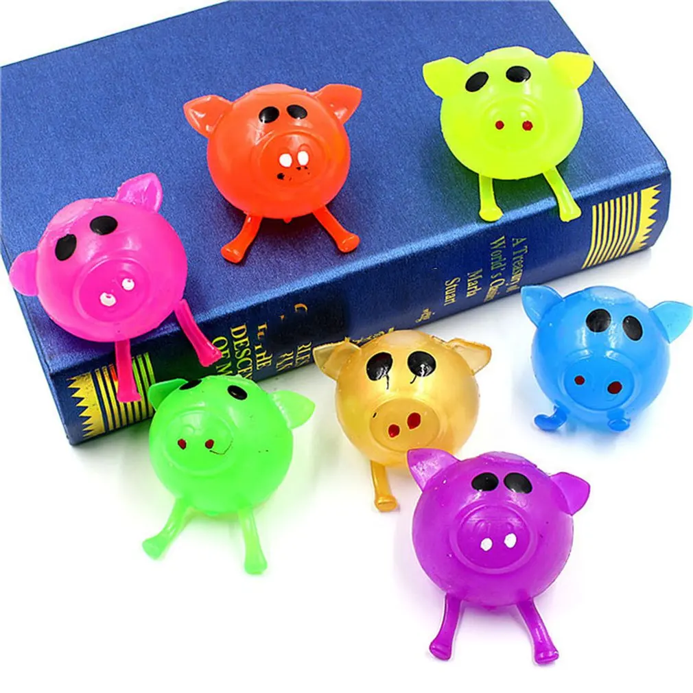 Kids Toys Jello Pig Cute Anti Stress Splat Water Pig Ball Vent Toy Venting Sticky Pig Non-Toxic Clear Relief Stress Toys