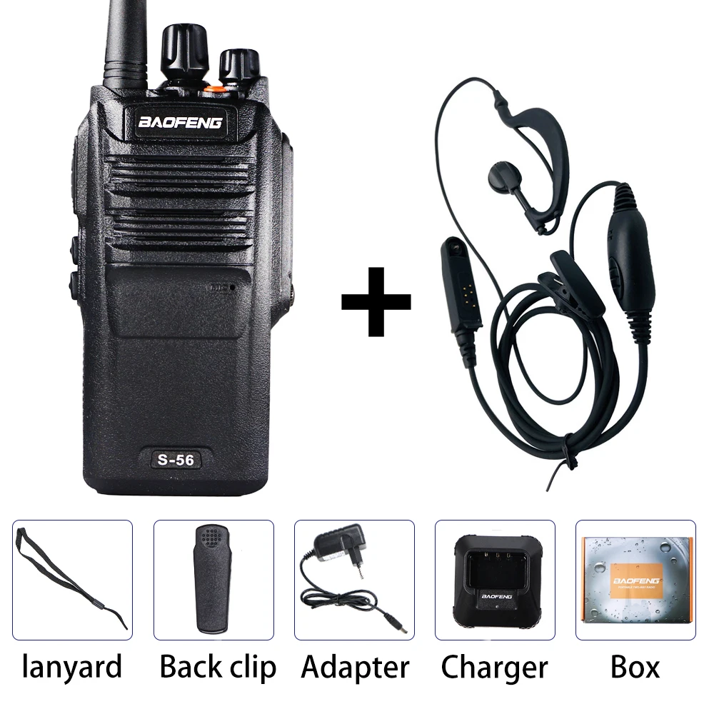 box add earphone 10 Вт Высокая мощность Baofeng Водонепроницаемая рация S-56 портативная двухсторонняя Ham CB радиостанция 3500 мАч UHF трансивер передатчик - Цвет: box add earphone