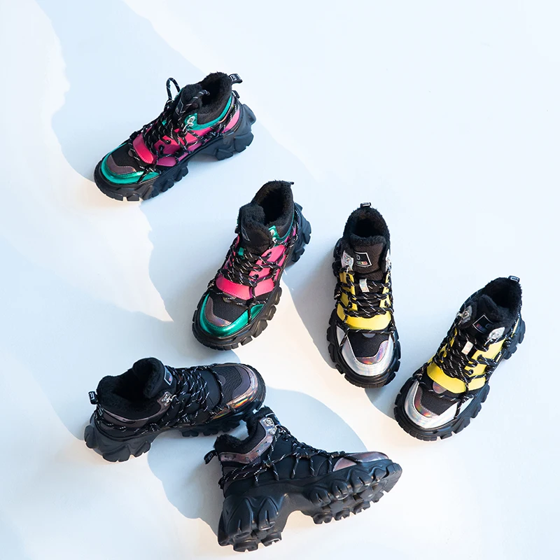 Модные черные, желтые, розовые массивные кроссовки на платформе 6 см; обувь для пап; Basket Femme; женская обувь из натуральной кожи; Размеры 35-40; Y356