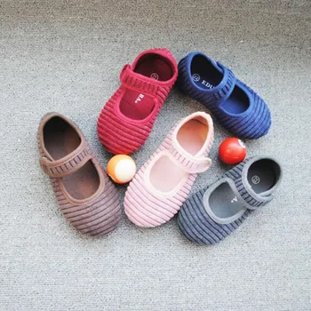 

Spring Popular Girls Breathable Comfortable Corduroy Casual Shoes,Boys Rubber Solid color Soft Sole Shoes With Hook&Loop Design