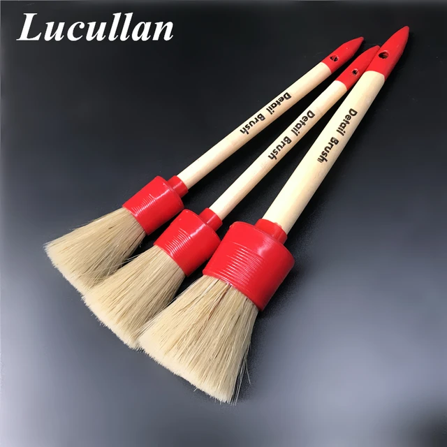 Lucullan 3 Pz/lotto Classico Manico In Legno Massello Car Detailing Pennelli  Super-Denso Capelli Per Interni Cerchi Ruote e Air Vent - AliExpress