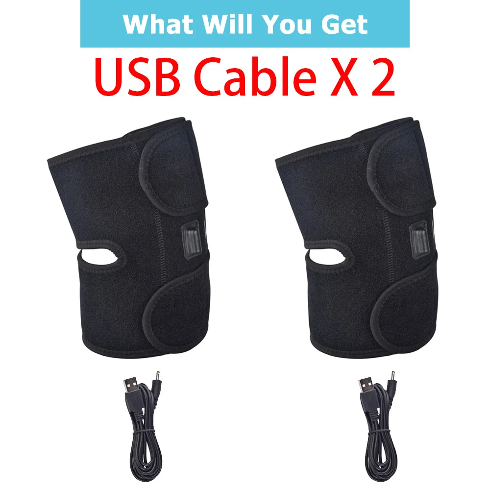 USB Cable 2pc AGDOAD артрит Поддержка коленного сустава инфракрасная нагревательная Терапия Наколенники для снятия боли в коленном суставах восстановление колена Прямая поставка - Цвет: USB Cable 2pc