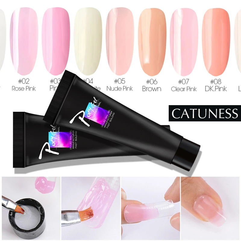 Poly Extention Gel Kits Nail Art French Nail Clear Pink Withe Colors Nail Tips Crystal UV Gel Nail poly gel Quick Hard Gel art