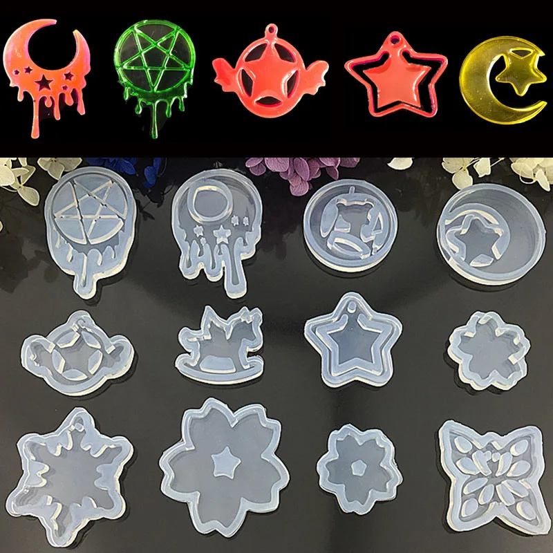 

DIY Epoxy jewelry crystal Resin mold moon stars sailors moon water pattern pendant Trojan mold silicone cake jewelry tools