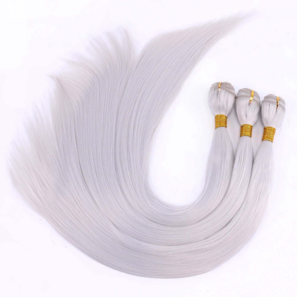 Purple Pink Green Yellow Silky Straight Cosplay hair Bundles 22 Inch 100 g Tissage Fiber Hair Weave Synthetic hair Extensions