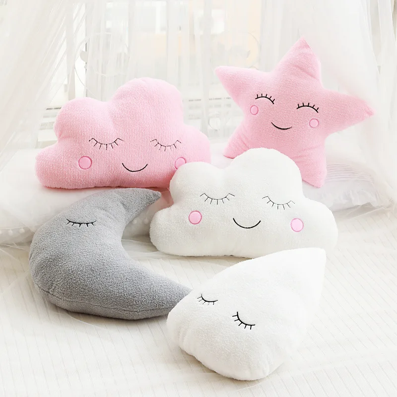 Ins облако Луна Звезда капля дождя мягкая плюшевая подушка Kawaii облако Мягкие плюшевые игрушки для детей Детские подушки подарок для девочек