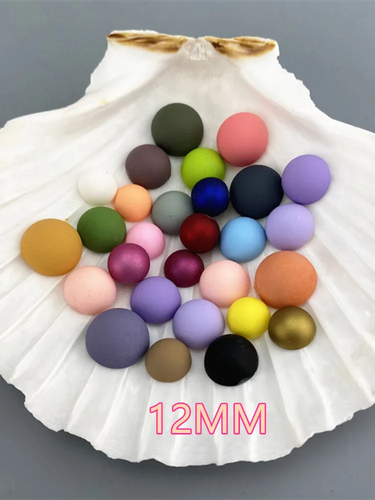 100pcs 12mm Flatback Half Round Plastic ABS matte Pearl Craft Beads Customizable colors beads Clothes accessories ZZ080