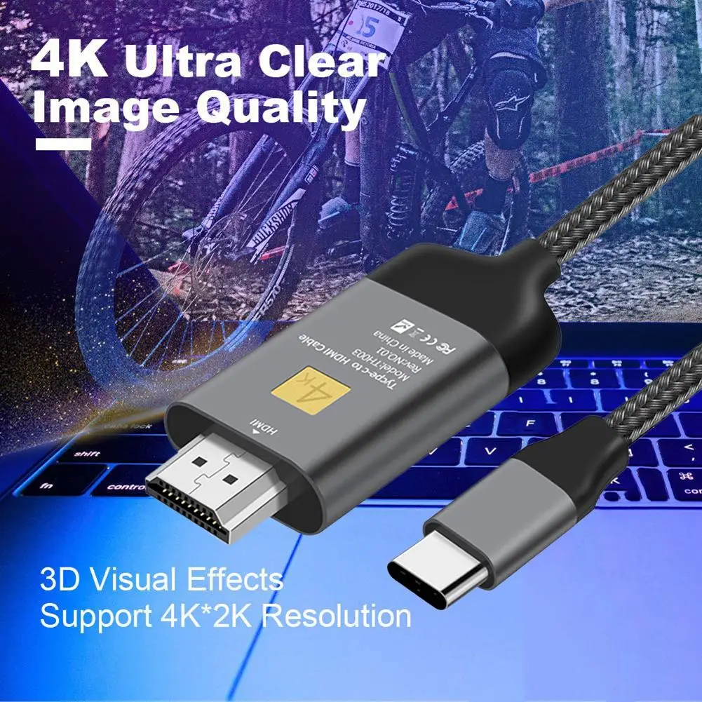 Высококачественный USB C к HDMI кабель с алюминиевой оплеткой 4K type C к HDMI Кабель-адаптер