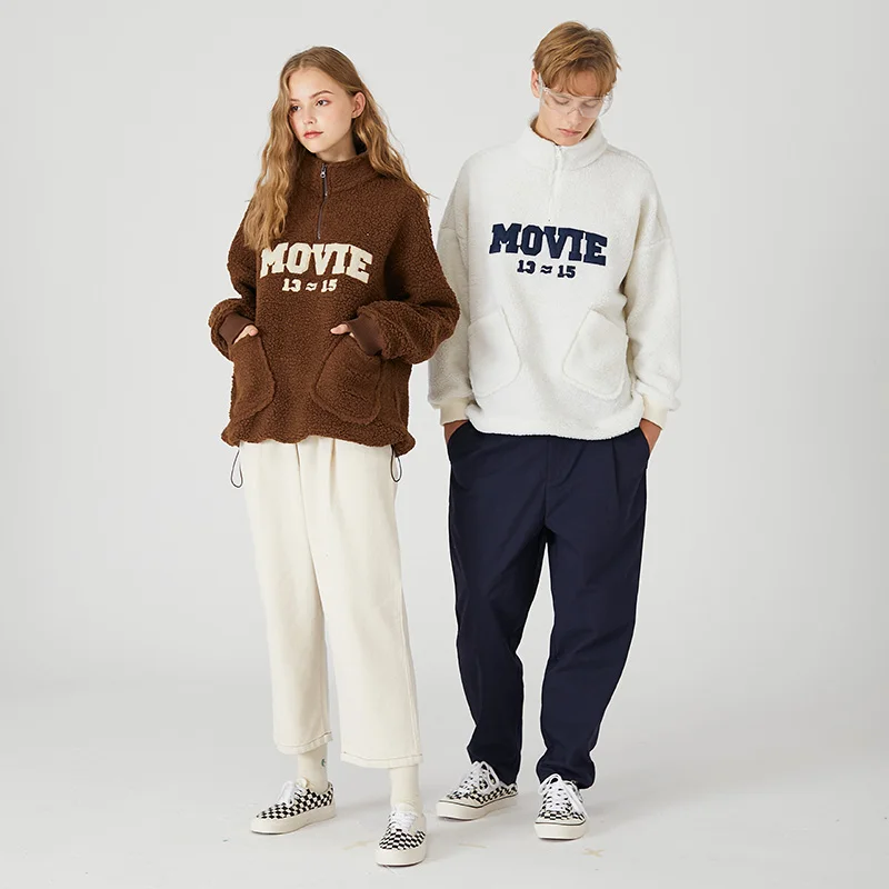 Флисовый Пуловер на молнии с шерпой, худи для мужчин и женщин,, осенняя и зимняя пара, худи в стиле хип-хоп Харадзюку, свободная повседневная одежда