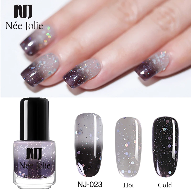 

NEE JOLIE 3.5ml Temperature Color Changing Thermal Nail Polish Glitter Effect Fast Dry Nail Art Varnish Gradient Nail Lacquer