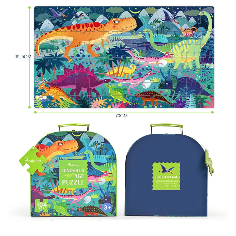 104 шт Mideer паззл с динозаврами, научный пазл с мультяшными животными ...