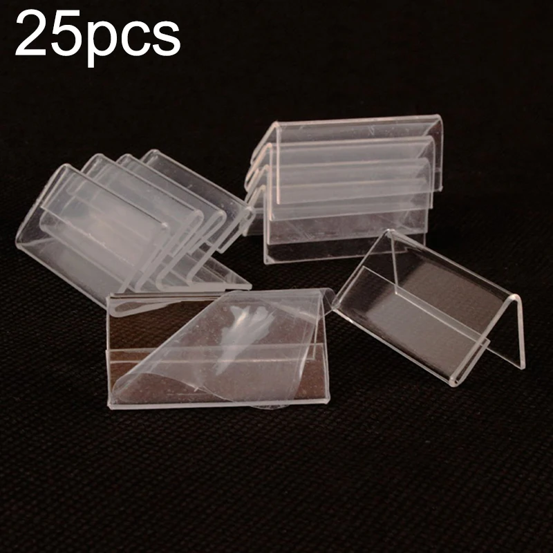 25pcs-transparent-price-tag-stand-plastic-sign-display-holder-card