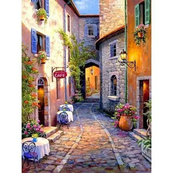 

Diamond Painting City Diamond Embroidery Scenic Street Cross Stitch Kits Crafts Rhinestones Diamond Mosaic Landscape Home Decor