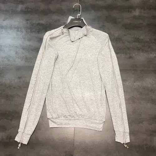 Light Grey Осень Новая женская футболка с длинными рукавами и молнией сбоку, однотонная Повседневная хлопковая рубашка для студентов - Цвет: Light Grey
