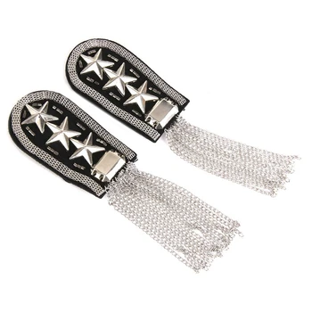 

1 Pair Star Tassel Link Chain Epaulet Shoulder Badge, Silber